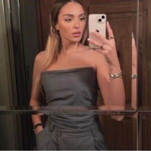 Zara Gray Drapped Strapless Bodysuit